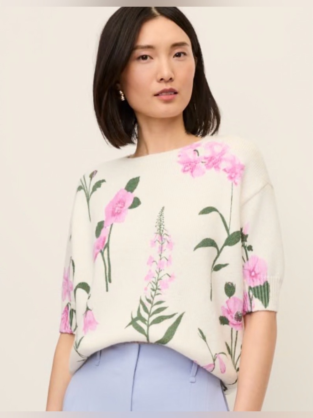 Ann Taylor Floral Jacquard Sweater Tee